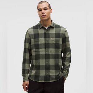 Lululemon Soft Knit Overshirt Check Plaid Oak Moss Gator Green (L) New with Tag